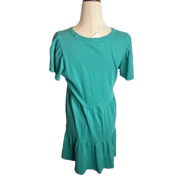 J.Crew Flutter Sleeve Knit Tiered Mini Dress Green Size XS CA442 - Picture 3 of 7